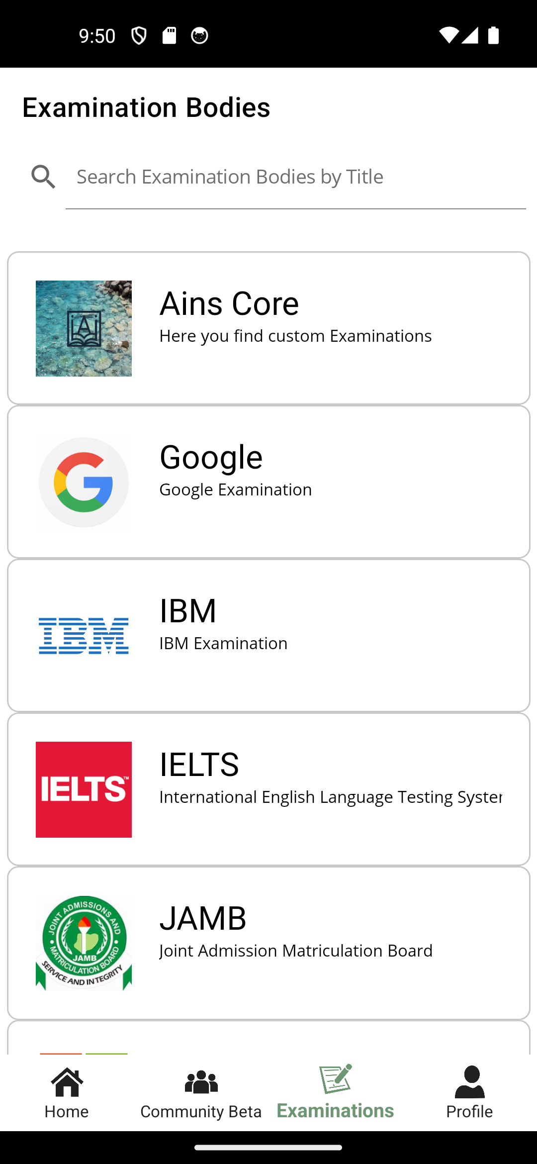 Ains Mobile Examination Body page