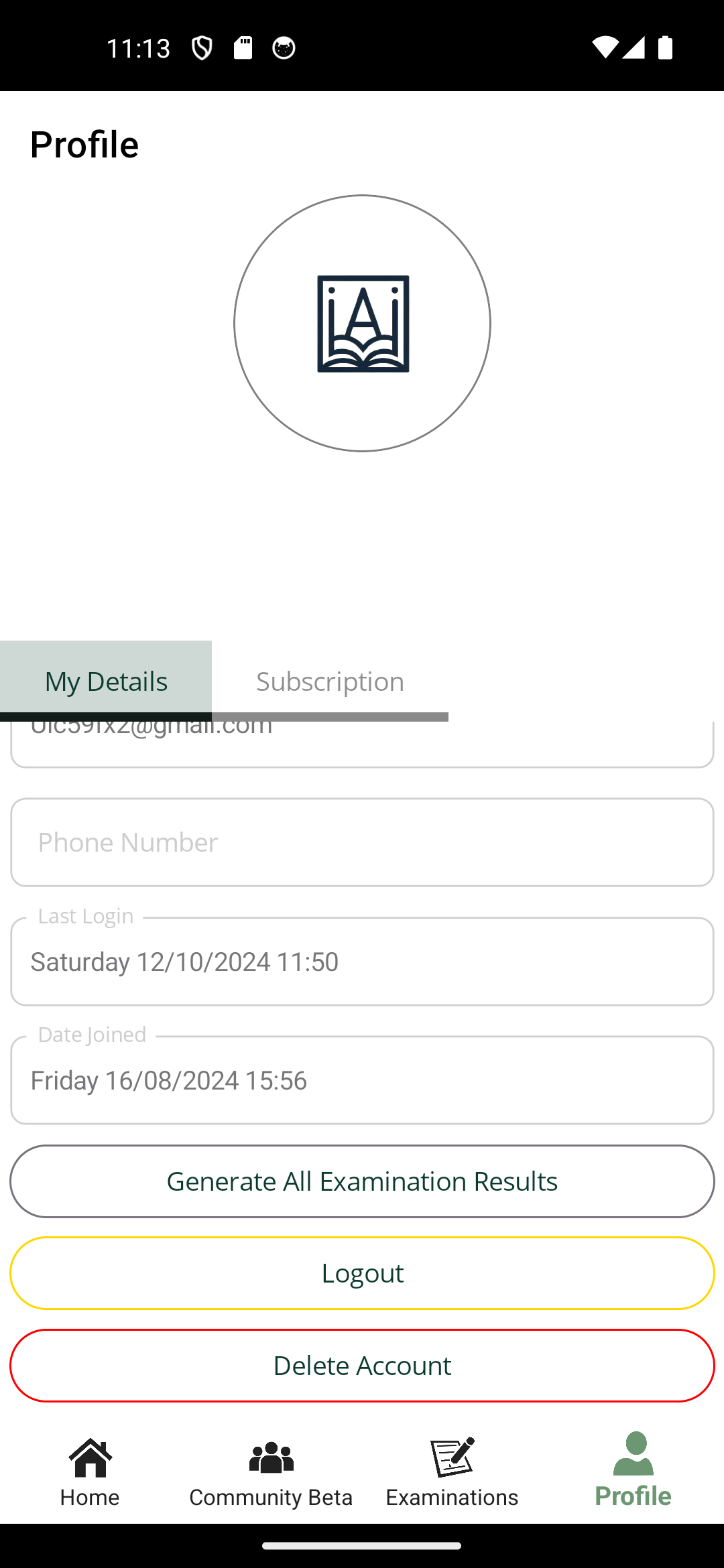 Ains Mobile Profile page